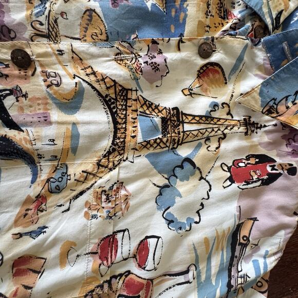 VTG Kahala John Severson Collection Mens Shirt XL Paris Venice Eiffel Tower Wine - Picture 5 of 15